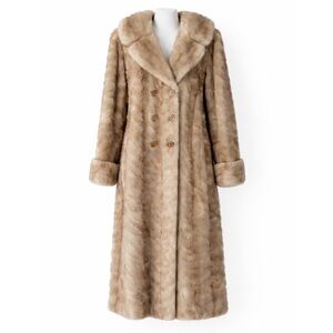 Size M Fur Town Women’s Full Length Mink Fur Coat Belted Shawl Collar